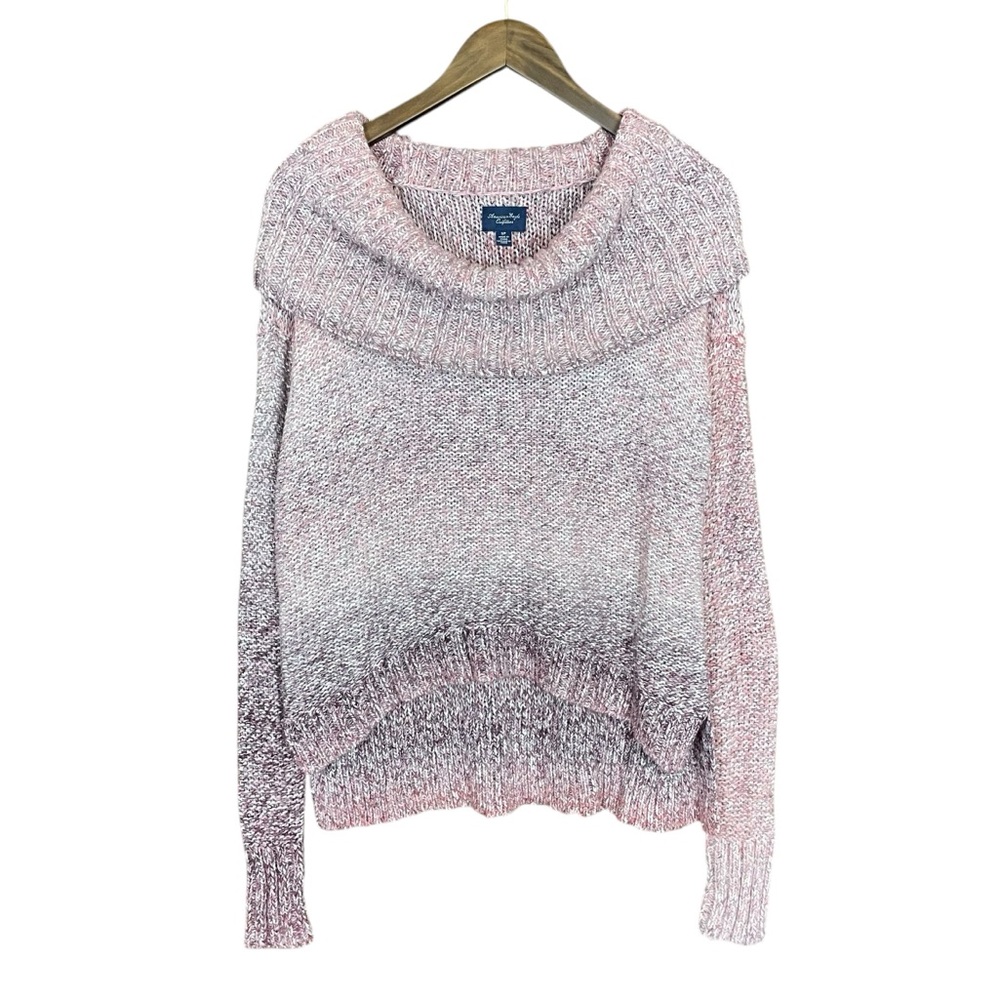 American Eagle Outfitters |‎ Ombré Pink Cowl Neck Sweater High Low Chunky Marled